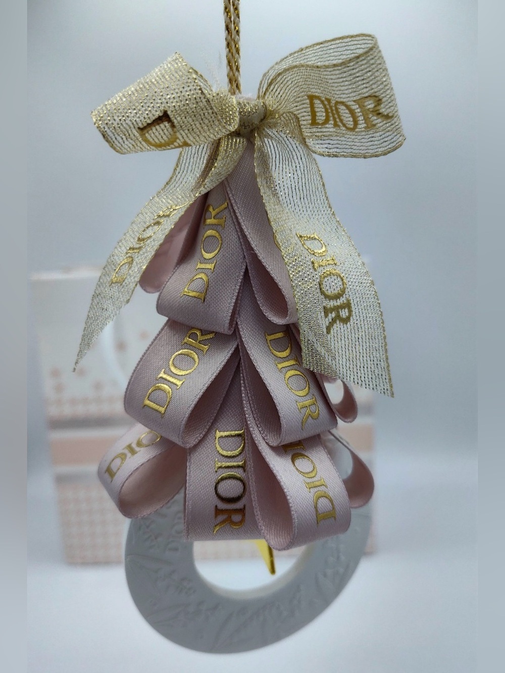 Dior’24 Pink Ribbon Perfume Stone Ornament VIP w/ Box & Roll-on Miss Dior perfum